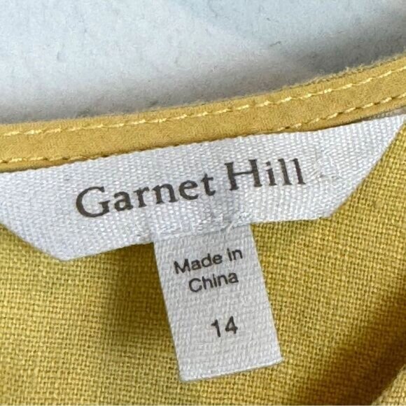 Garnet Hill Yellow Linen Sleeveless Midi Dress 14 - Picture 2 of 8